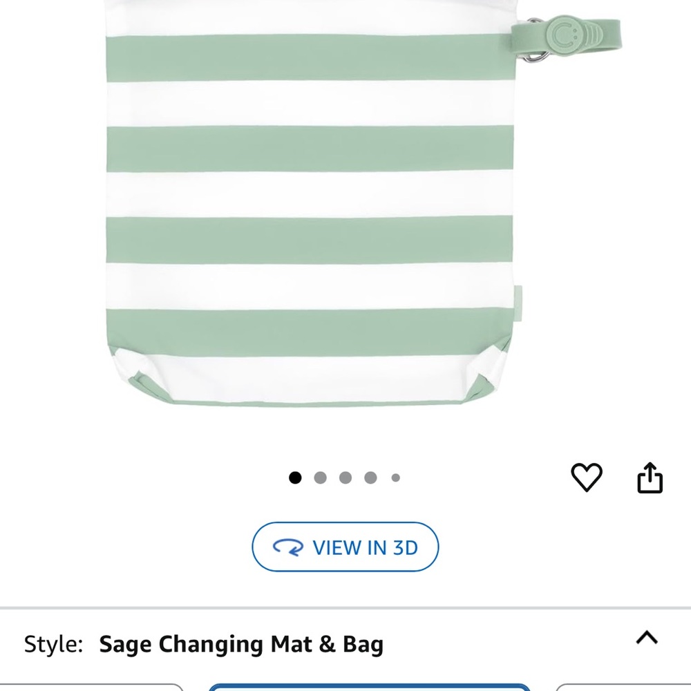 Green Striped Kids Changing Mat & Bag